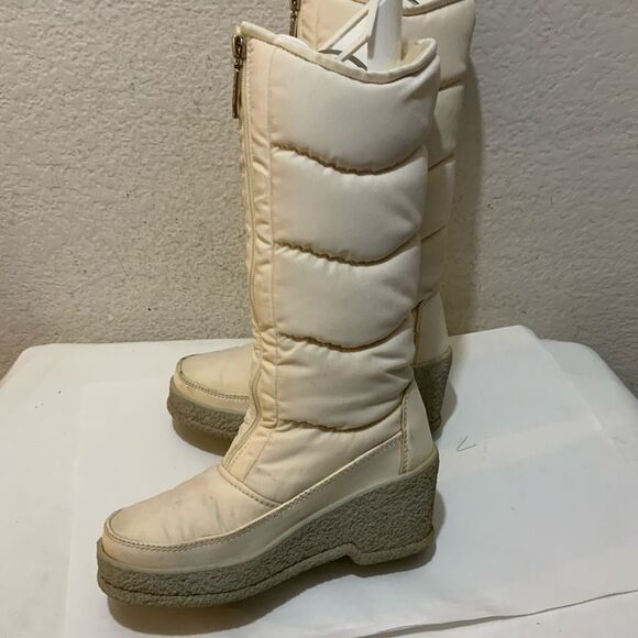 Vintage Nordica winter  front zip wedge Fur Boots cream size 36 Italy - Picture 9 of 15